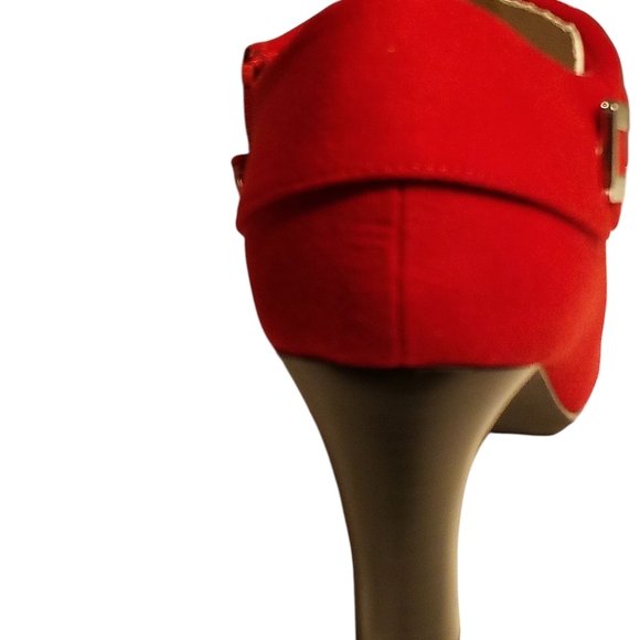 Aubrey Lynn Red Or Black Suede Booties, New In Box, 3" Block Heel, Zipper/Buckle - Picture 11 of 15